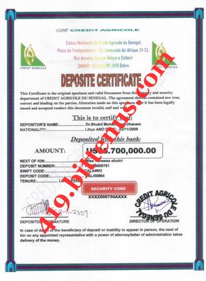 419deposite certificate